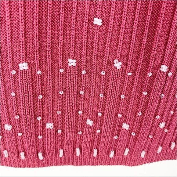 Classiques Entier Vintage‎ Beaded Silk Burgundy Cardigan Sweater Set - Picture 3 of 11